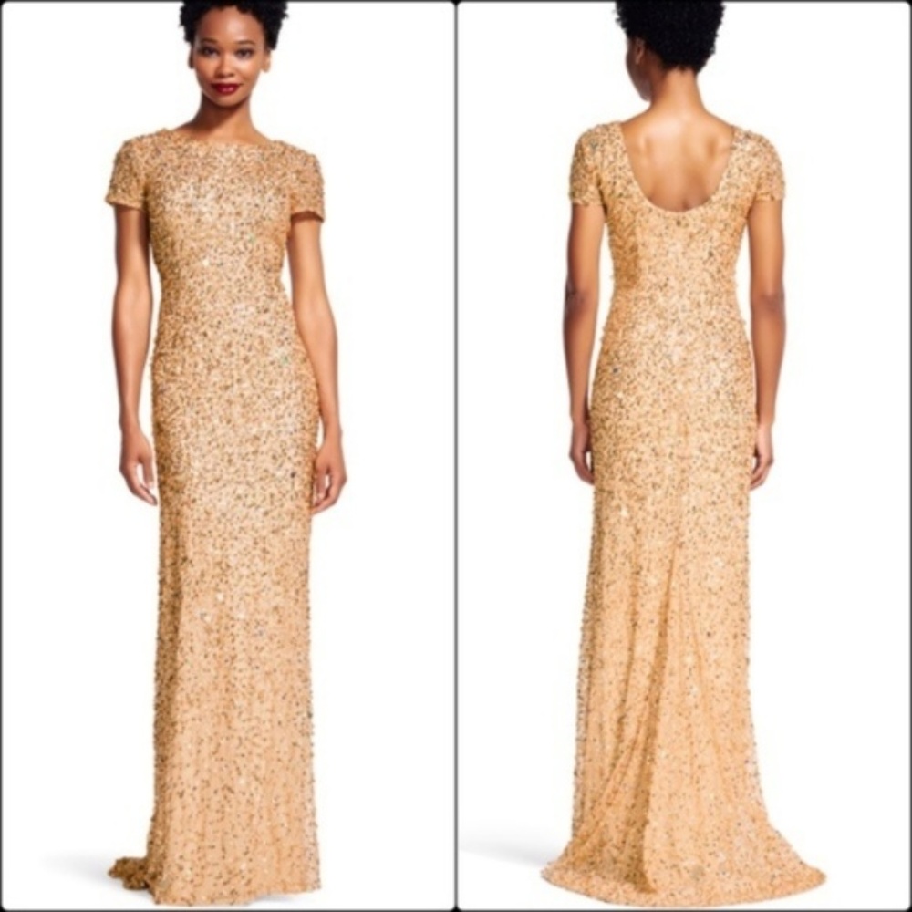Adrianna Papell Scoop back sequin gown